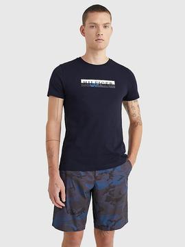 CAMISETA CON LOGOTIPO GRÁFICO DE CAMUFLAJE AZUL MARINO