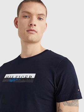 CAMISETA CON LOGOTIPO GRÁFICO DE CAMUFLAJE AZUL MARINO