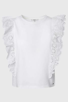 CAMISETA BRUNELLA CON DETALLE VOLANTES BLANCA