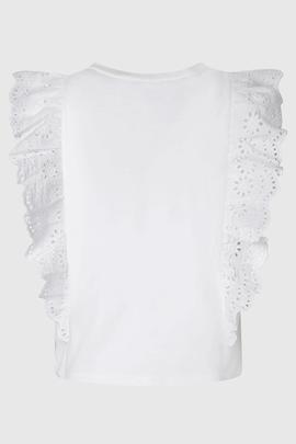 CAMISETA BRUNELLA CON DETALLE VOLANTES BLANCA