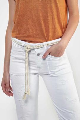 PANTALÓN VAQUERO PRICILIA CROPPED FIT BLANCO CON GATEADOS