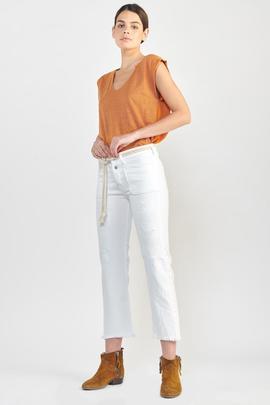 PANTALÓN VAQUERO PRICILIA CROPPED FIT BLANCO CON GATEADOS