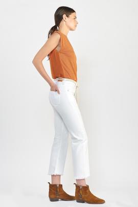 PANTALÓN VAQUERO PRICILIA CROPPED FIT BLANCO CON GATEADOS