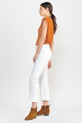 PANTALÓN VAQUERO PRICILIA CROPPED FIT BLANCO CON GATEADOS