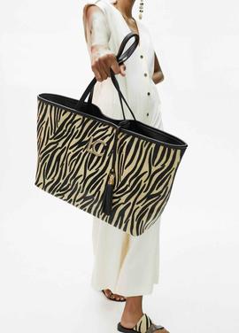 BOLSO SHOPPER RAFIA ANIMAL PRINT