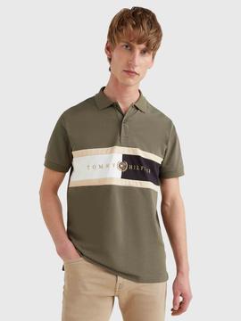 POLO MANGA CORTA ICON CHEST FLAG REGULAR FIT VERDE CAQUI