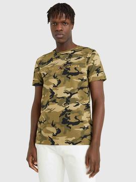 CAMISETA CAMUFLAJE CON LOGO TOMMY VERDE