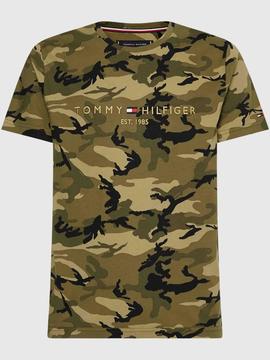 CAMISETA CAMUFLAJE CON LOGO TOMMY VERDE