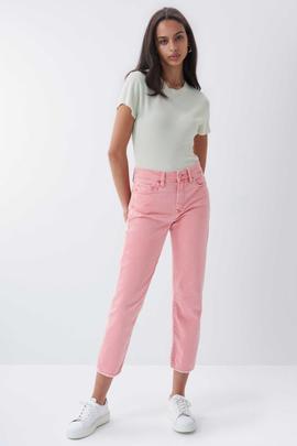 PANTALÓN VAQUERO TRUE CROPPED FIT ROSA