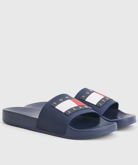 CHANCLAS DE PISCINA CON PARCHE DE BANDERA AZUL MARINO