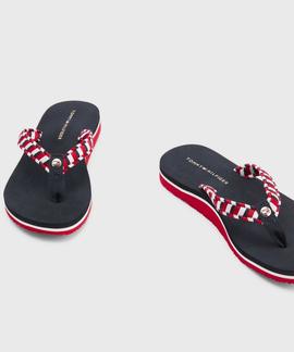 CHANCLAS WOVEN WEBBING DE TEJIDO TRENZADO TRICOLOR