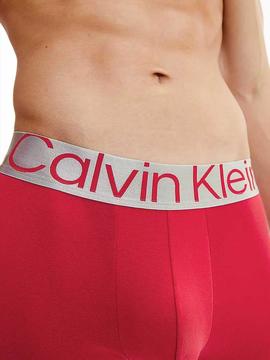 BOXER TRUNK 3 PACK STEEL COTTON GRIS, ROJO Y AZUL