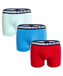 BOXER 3 PACK TRUNK PRINT VERDE AGUA, AZUL Y ROJO ESTAMPADO