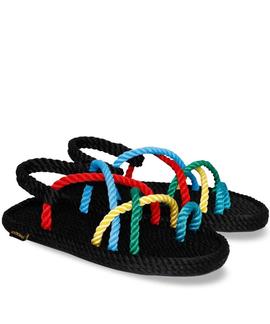 SANDALIAS DE MUJER IBIZA NEGRO / MULTI