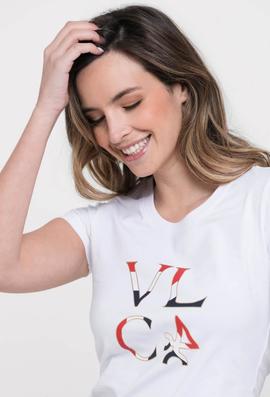 CAMISETA DE MUJER MANGA CORTA VLC BLANCA