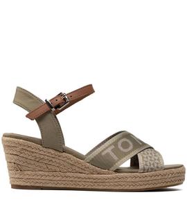 SANDALIAS DE CUÑA BAJA TOMMY WEBBING VERDE CAQUI