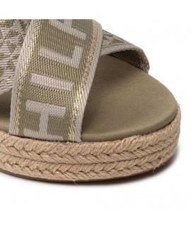 SANDALIAS DE CUÑA BAJA TOMMY WEBBING VERDE CAQUI