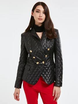 LS ZIZA QUILTED PU BLAZER JET BLACK MULTI