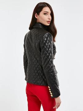 LS ZIZA QUILTED PU BLAZER JET BLACK MULTI