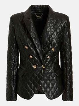 LS ZIZA QUILTED PU BLAZER JET BLACK MULTI