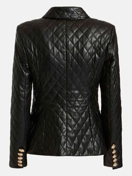 LS ZIZA QUILTED PU BLAZER JET BLACK MULTI