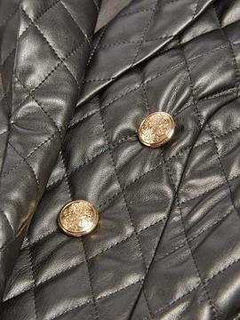 LS ZIZA QUILTED PU BLAZER JET BLACK MULTI