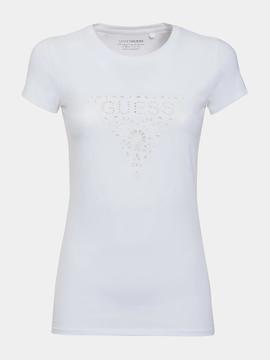 SHORT SLEEVE EYELET FLORAL LOGO PURE WHITE