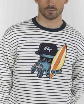 SUDADERA HAWAIIAN SURFER DE RAYAS MARINERAS