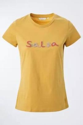 CAMISETA BRANDING CON CUENTAS OCRE