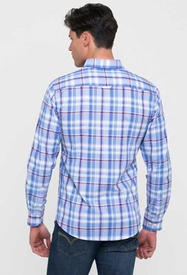 CAMISA DE HOMBRE TARTAN CELESTE