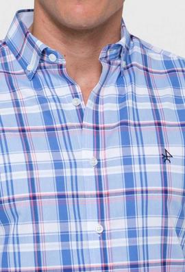 CAMISA DE HOMBRE TARTAN CELESTE