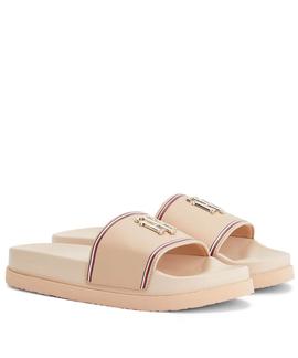 CHANCLAS DE PLATAFORMA CON MONOGRAMA TH BEIGE