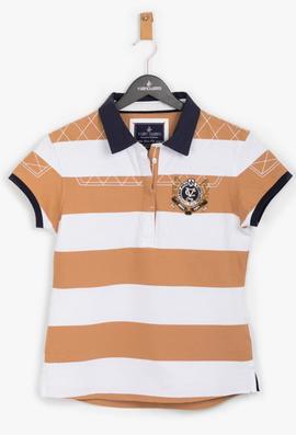 POLO RUGBY BICOLOR DE MUJER CAMEL Y BLANCO