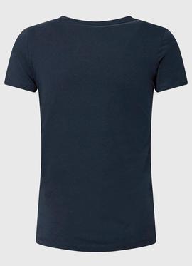 CAMISETA LOGO Y FLORES BEGO AZUL MARINO