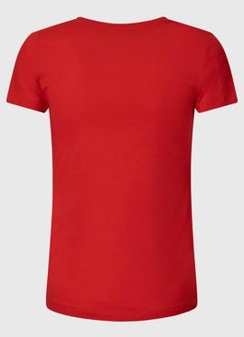 CAMISETA LOGO Y FLORES BEGO ROJA