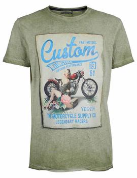 CAMISETA DE HOMBRE ESTAMPADA VERDE CAQUI