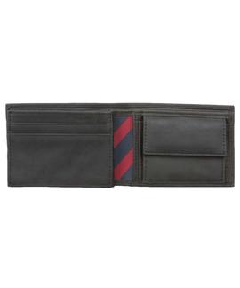 CARTERA TOMMY HILFIGER CON TARJETERO Y BOLSO MONEDERO NEGRA