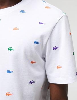 CAMISETA LACOSTE CON LOGOS MULTICOLOR