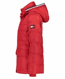 TOMMY DOWN HOODED BOMBER REGULAR FIT HAUTE RED