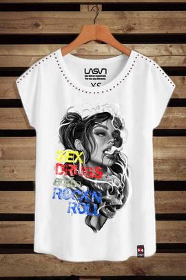 CAMISETA DE MUJER OVERSIZE ROCK BLANCA