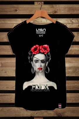 CAMISETA DE MUJER OVERSIZE FRIDA NEGRA