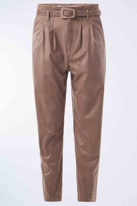 PANTALÓN BAGGY DE ANTE SINTÉTICO CAMEL CON CINTURÓN