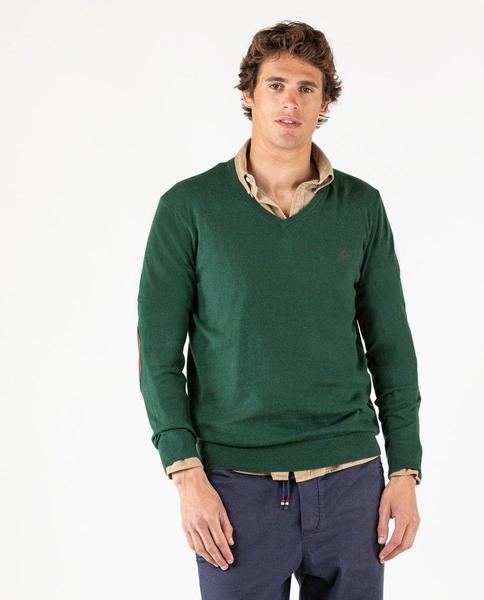 Jersey Cuello Pico Coderas Celeste Hombre