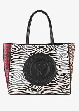 BOLSO SHOPPER PATCH ANIMAL CEBRA PRINT