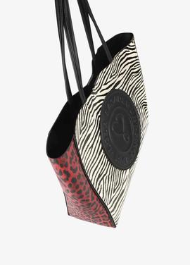 BOLSO SHOPPER PATCH ANIMAL CEBRA PRINT