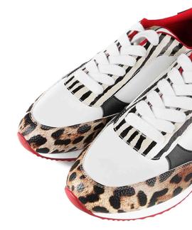 SNEAKER BLANCA CON ANIMAL PRINT