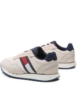 ZAPATILLAS DE RUNNING RETRO EN PIEL Y MALLA BEIGE