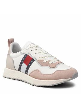 ZAPATILLAS DEPORTIVAS CON SUELA DENTADA BLANCO, BEIGE Y ROSA