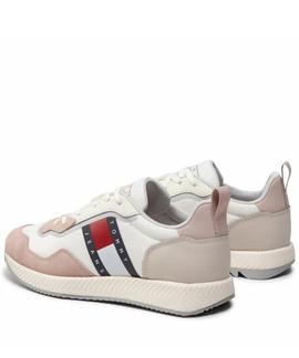 ZAPATILLAS DEPORTIVAS CON SUELA DENTADA BLANCO, BEIGE Y ROSA