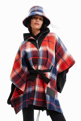 PONCHO RED CHECK MILAN PATCH CUADROS